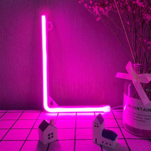 LED-Buchstabe Neon-Leuchten leuchten Rosa l Neon-Buchstaben LED-Alphabet Neon-Briefzeichen-Batterie-Batterie/USB-Powered Neon-Zeichen-Wörter Nachtlichter für Wand-Home-Bar Weihnachten Geburtstags-P