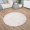 TT Home Teppich Wohnzimmer Kurzflor Anti-Rutsch Rückseite Einfarbiges Design Waschbar, Farbe: Creme, Größe:200 cm Rund