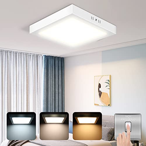 ALUSSO Square LED Ceiling Lights 24W 3000K/4000K/6400K Bathroom Ceiling Light, IP44 Waterproof Modern Ceiling Light for Bathroom Kitchen Bedroom Hallway