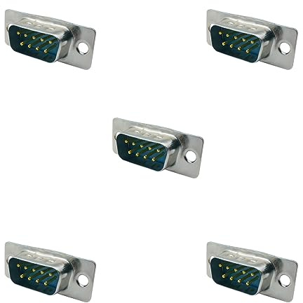 iYueMps 5 Stück DB9 Stecker Adapter RS232 9 Pins D-Sub Löten Adapter Gender Changer für PC Zubehör