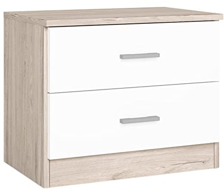 Miroytengo Mesita Noche Couple para Dormitorio Estilo Natural en Color Roble Sahara con 2 Cajones 50x42x33 cm
