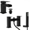 Matt Black Waterfall Bath Shower Mixer & Basin Tap