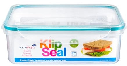 HOMESHOPA Plastic Airtight Food Storage Container, Leakproof Rectangle Container with Clip-Lock Lid, BPA Free Reusable Meal Prep Lunch Box Microwave Freezer & Dishwasher Safe (1 Pack, 1.5 Litre)