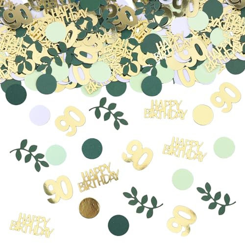 GoldRock Konfetti 90 Geburtstag Deko Grün,200 Stück Tischdeko 90 Geburtstag Frauen Männer,90er Streudeko Geburtstag Gold,90. Geburtstag Deko Confetti,Deko 90 Geburtstag Mann Frau,90 Jahre Dekoration