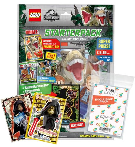 Bundle mit Blue Ocean Lego Jurassic World - Serie 3 Trading Cards - 1 Starter + Exklusive Collect-it Hüllen