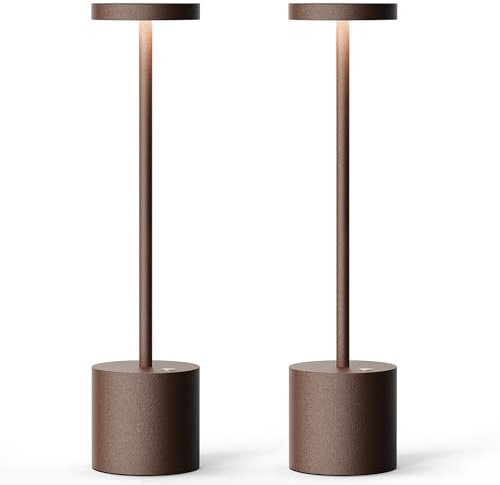 YIKUI 2 Pack LED Lampada da tavolo Senza Fili, 6000 mAh batteria ricaricabile 3 modalità di illuminazione luce dimmerabile lampade da tavolo portatili, per ristorante, terrazza