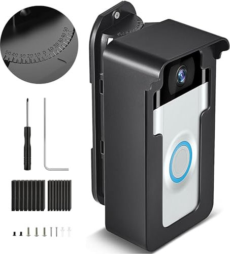 Support de sonnette de porte vidéo imperméable 45-135° compatible avec Video Doorbell Wired/Pro-Pro2/4/3 Plus/3/2/1/batterie) Support d'angle réglable Doorbell Support de montage Accessoires