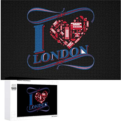 I Love London Jigsaw Puzzle for Adult Personalised Wooden Jigsaw Picture Artwork For Home Wall Decoration Gift 1000 PCS