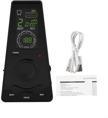 Métronome numérique électronique, avec boutons de contrôle et une grande platine pour jouer de la guitare, piano, batterie, violon, guzheng (noir)