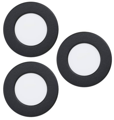 EGLO 3er-Set LED Einbaustrahler Fueva 6, Spot Deckenleuchte, runde Einbauspots, Deckenstrahler aus Kunststoff in Schwarz und Weiß, warmweiß-kaltweiß, ∅ 8,6 cm