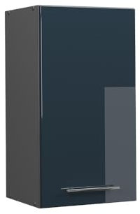 Vicco Hängeschrank Fame-Line, hängender Küchenschrank, Dunkelblau Hochglanz/Anthrazit, 40 cm