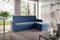 LIKMA Dunkelblau Ecksofa Neli L-Form 213x165 cm mit Schlaffunktion (190x125 cm) Eckcouch mit Bettkasten und Verstellbare Kopfstützen Wohnlandschaft Bettsofa mit Stauraum Polstermöbel Sofa