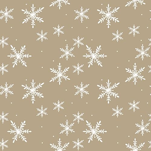 ti-flair Servietten Papier 33x33cm 20 Stück Weiße Schneeflocken - hochwertig & nachhaltig - Einweg Winterservietten 3-lagig - Papierservietten für Winter & Weihnachten Gastronomie Alltag - Beige