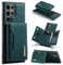 Custodia a portafoglio 2 in 1 per Samsung Galaxy S21 Ultra, custodia in pelle opaca con porta carte di credito staccabile con fibbia - verde