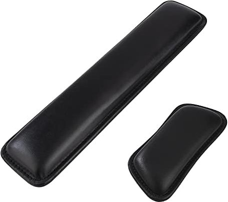 Handgelenkauflage für Tastatur und Maus Ergonomische Leder Handauflage mit Memory-Schaum Wrist Rest für Tippen Gaming & Work Schwarz 2Pcs