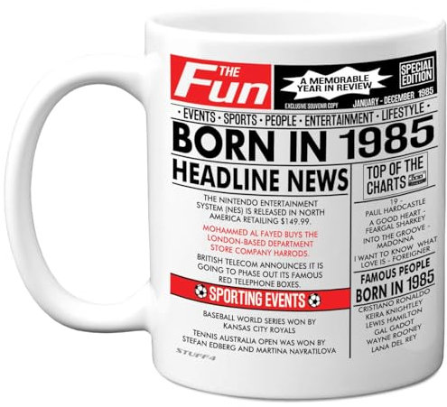 40th Birthday Mug Gift for Men Women - Born in 1985 Newspaper - Happy 40 Birthday Gifts for Brother Sister Friends Vintage Retro Back in 1985 Age Forty Bday, 11oz Ceramic Coffee Mugs