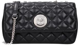 Versace Medusa Damen Umhängetasche aus gestepptem Leder, Schwarz - Kleine Designer-Umhängetasche mit Medusa-Plakette, Klappverschluss & verstellbarem Riemen - Luxus italienische Mode Geldbörse