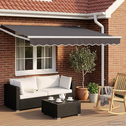Xuvaracle Toldo eléctrico extensible antracita 3,5 x 2 m, marco de aluminio, iluminación LED y sensor meteorológico, brazo articulado para terraza, balcón y jardín, protección UV y lluvia