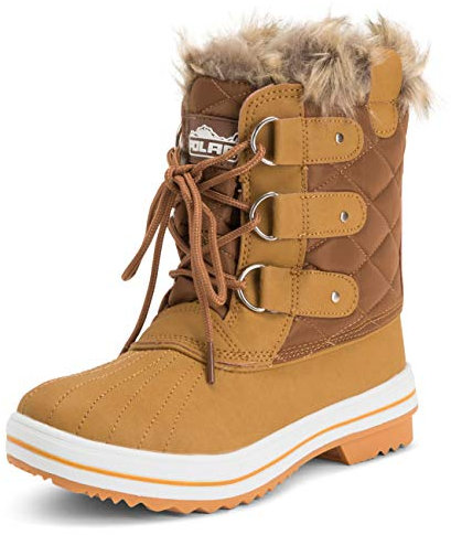 Polar Damen Schnee Stiefel Nylon Short Schnee Pelz Regen Wasserdicht Stiefel - Bräune - 41