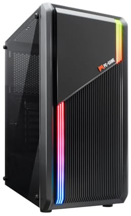 PC-Game PC Gaming Completo Neon-X (AMD Ryzen 5-5600G, 16 GB RAM, 500 GB SSD + 2 TB HDD, Grafica Radeon Vega 7, W11 Pro Preinstallato senza licenza) PC da tavolo, PC Gaming, PC Gamer