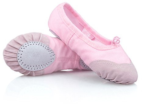 DoGeek Ballet Pumps Flats Ballet Shoes Women Ballet Slippers Pilates Shoes Yoga Shoes Dance Gymnastics Soft Canvas Flat for Children,Adults Pink, 7.5 UK Child