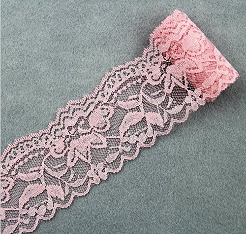 Yulakes 10 Yards Vintage Spitzenbordüre 5.5cm Breite, Spitzenbordüre Spitzenborte Spitzenband ,Dekorband, Handwerk, Schleifband (rosa)