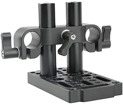 NICEYRIG Cheese plate with 15mm Rod Raiser Clamp, Short Rods for DSLR Camera Baseplate Lifting System
