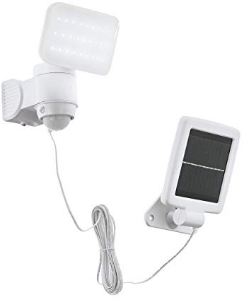 EGLO LED Außen-Wandlampe Casabas, 1 flammige Außenleuchte, Sensor-Wandleuchte aus Kunststoff, Farbe: Weiß, Außenstrahler mit Bewegungsmelder, solarbetrieben, IP44