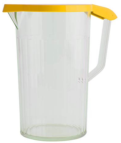 Harfield 1.1 Litre (2 Pint) Clear Jug with Lid Polycarbonate Drink Pitcher (Yellow) Virtually Unbreakable