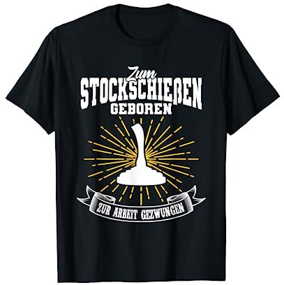 Stockschießen Eisstock Stocksport T-Shirt für Herren und Damen, Schwarz, S, Klassisch geschnitten, Halbarm, Rundhals-Ausschnitt, Polyester 100%