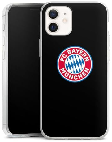 Silikon Hülle kompatibel mit Apple iPhone 12 Case transparent Handyhülle FC Bayern München Logo Offizielles Lizenzprodukt