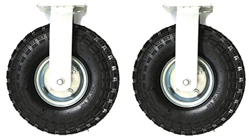 2 x Bockrollen im Set Luft-Rad Stahlfelge Silber für Schubkarre Sackkarre Bollerwagen Strandwagen Anhänger