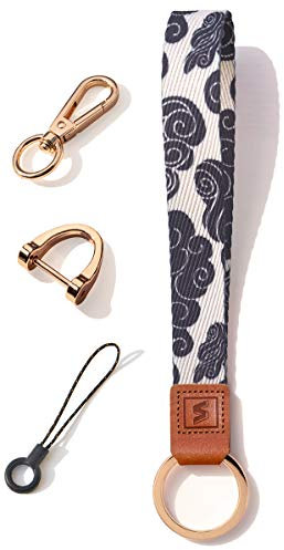 SENLLY Schlüsselband Wristlet Keychain Lanyard Strap Handschlaufe Schlüsselanhänger mit echtem Leder, für Schlüssel, Mobile Handys Telefon, Kamera, Charms