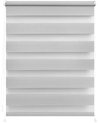Lichtblick Doppelrollo ohne Bohren mit Verspannung, Trendfarben, stufenlos verstellbar, einfache Montage, für Fenster Grau,90 cm x 220 cm (B x L)