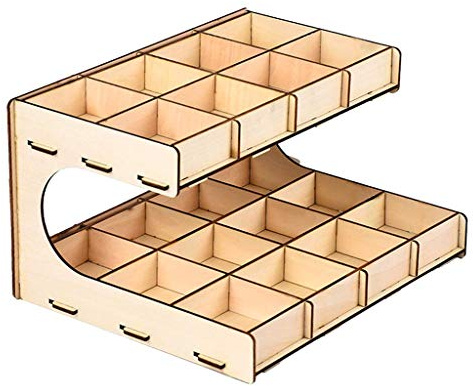 Tubayia Holz Farbhalter Farbständer Modellbau Werkzeug Farben Pigmente Aufbewahrungsbox Organizer (2-Lagiges 20-Gitter)