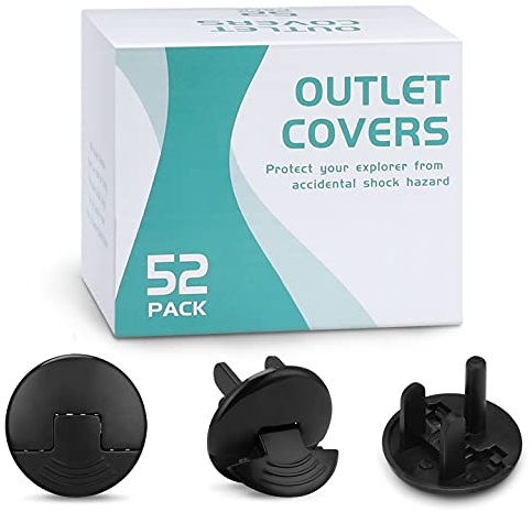 52 Pack Black Safety Outlet Covers Baby Proofing, Electrical Socket Outlet Plugs 3-Prong Child Proof for Kids House
