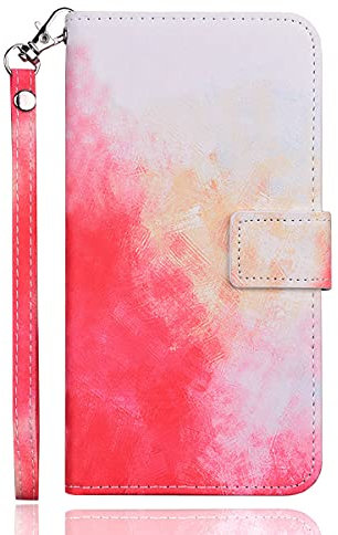 Aisenth Cover per iPhone 6/iPhone 6S, Acquerello Art Design Custodia in Pelle Portafoglio Graffiti Colorato Flip Case con Funzione Supporto, 2 Slot per schede - Bianco/Rosa
