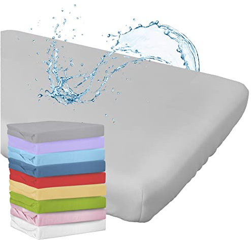 WhizProducts Spannbettlaken mit integriertem Matratzenschoner 70 x 140 cm (Silbergrau) für Babybett
