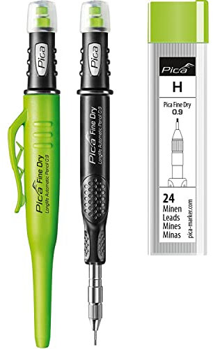 vasalat Pica Tieflochmarker Fine-Dry 0.9, Bleistift Bohrlochmarkierer 7070 + 24 Ersatz-Graphitminen H 7050