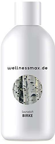 wellnessmax Sauna Aufguss Birke mit 100% natürlichen ätherischen Ölen, leicht herbe Birkennote, Natürliches Sauna-Aufguss-Mittel Saunaaufguss zum wohlfühlen (100 ml)