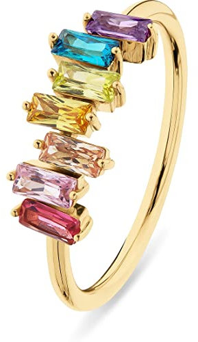 CHRIST Damen-Ring 925er Silber 7 Zirkonia 52 Gelbgold 32021670