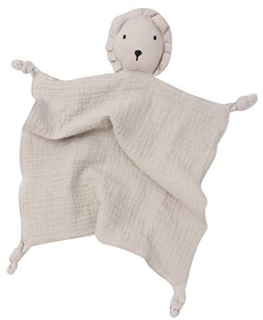 LICHENGTAI Schmusetuch Baby Schnuffeltuch Süßes Löwe Kuscheltuch Weiches Schmusetuch für Babys aus Reiner Musselin Baumwolle, Süßes Babyspielzeug Babydecke für Neugeborene Babys Kleinkinder