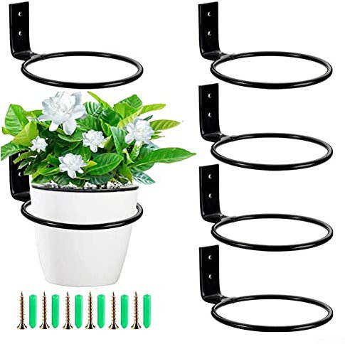 PETSTIBLE 3 x Blumentopf-Aufbewahrungsregal für Pflanzen, Blumentopf, Wandmontage, Ringhalter, Garten, Hängekorb, Halterung, L