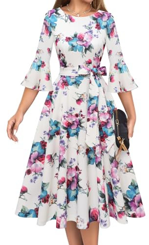 Women's Cocktail Dress A Line Tea Party Midi Graduation Dresses Church Wedding Formal Homecoming Clothing White Flower XL