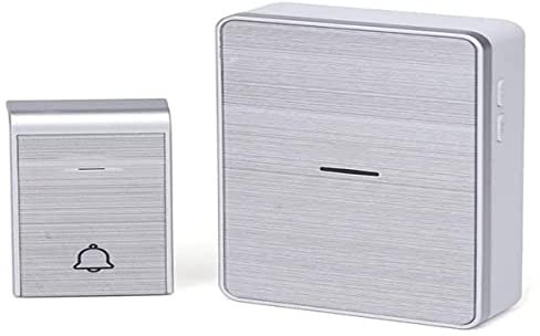 Sonnette sans fil CC argentée, sonnette auto-alimentée, sonnette extérieure sans fil étanche, sonnette à 36 mélodies, 3 niveaux de volume