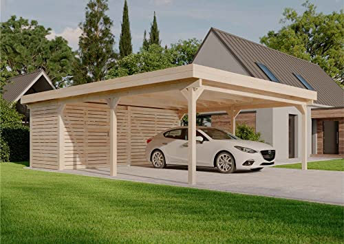 Alpholz Double carport Freya en Bois de la Marque Alpholz | abri de Voiture | abri pour Voiture | Rectangle, carports, Toit Plat