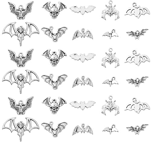 DanLingJewelry 100 Stück Tibetische Fledermaus Anhänger - 10 Stile Halloween Charms, Tier Schmuck für Schmuckherstellung