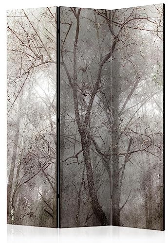 decomonkey Paravent Raumteiler Innen Wald 135x172 cm 3 Teilig Einseitig Room Divider Wall Raumteiler Stehend Trennwand Sichtschutz Spanische Wand Sichtschutzwand Wohnzimmer Holz Baum Natur