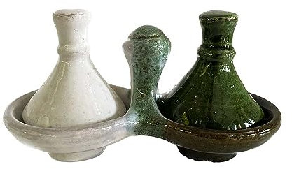 Tajine marocaine mini de 2 porte-sauces, porte-épices en céramique peinte à la main. Dimensions : environ 16 x 8 x h 8,5 cm