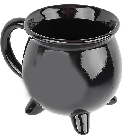 banapoy Witches Brew Caldero Taza, 300ml Bruja Caldero Taza de café de cerámica Bebidas Taza de Servir, Negro Drinkware Halloween Decoración Decoración de Mesa para Halloween Theme Party
